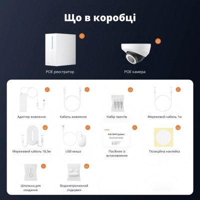 Комплект IP відеоспостереження CYVIO POE Dome 2Kit 4MP N2402D
