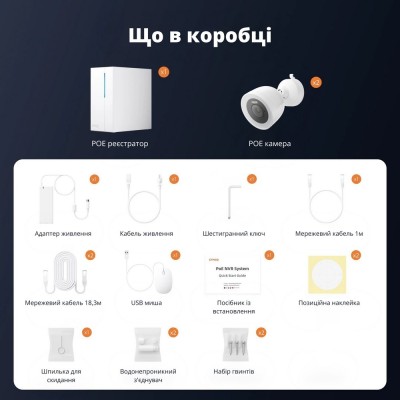 Комплект IP відеоспостереження CYVIO POE Bullet 2Kit 8MP N2412