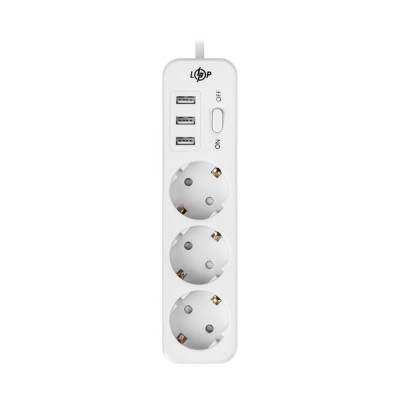 Мережевий фільтр Logicpower PREMIUM LP-X3 USB 4 м White (2200Вт)