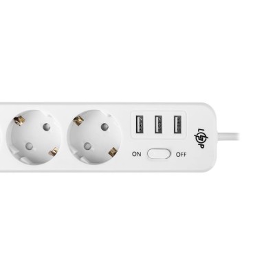 Мережевий фільтр Logicpower PREMIUM LP-X3 USB 4 м White (2200Вт)
