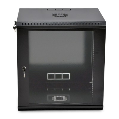 Шафа серверна SteelNet 12U 600 x 450 для мережевого обладнання (скло, чорний)