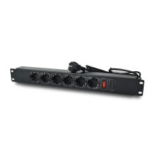 Сетевой фильтр SN 1U на 6 розеток с выключателем, PDU 220В, 10А, 1,5м, Schuko, черный