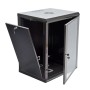 Шафа серверна SteelNet 15U 600 x 500 для мережевого обладнання (скло, чорний)