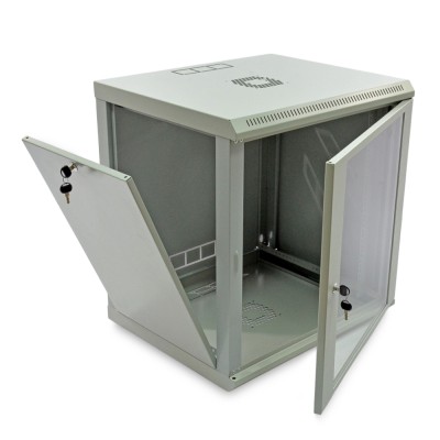 Шафа серверна SteelNet 12U 600 x 450 для мережевого обладнання (скло, сірий)