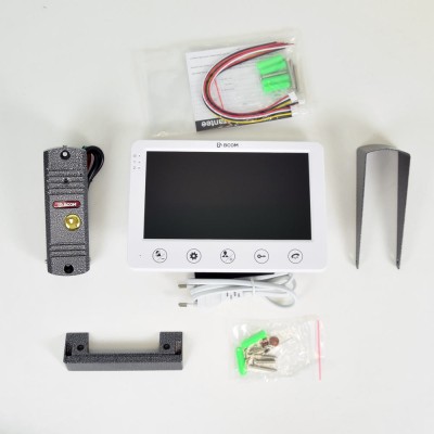 Комплект відеодомофона BCOM BD-710S Kit: відеодомофон 7" white та відеопанель silver