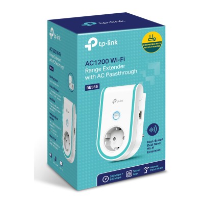 Розширювач покриття WiFi TP-LINK RE365 AC1200б 1хFE LAN, MESH, розетка
