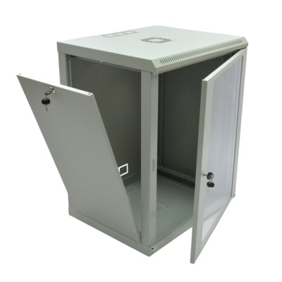 Шафа серверна SteelNet 18U 600 x 600 для мережевого обладнання (скло, сірий)