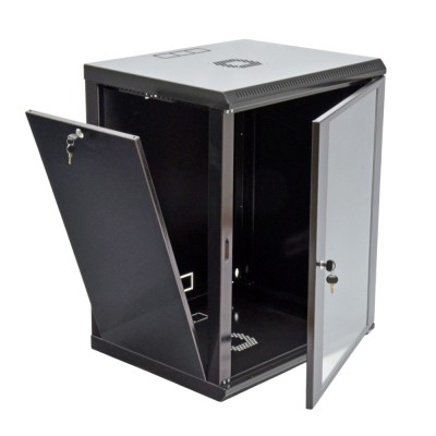 Шафа серверна SteelNet 18U 600 x 600 для мережевого обладнання (скло, чорний)