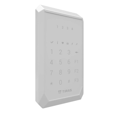Клавіатура Tiras K-PAD4+ White на 4 індикатори зон з вбудованим зчитувачем NFC/Mifare