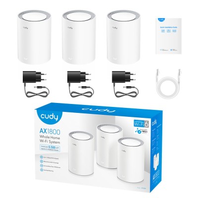 Маршрутизатор WiFi Mesh-система WiFi 6 Cudy M1800 (3-Pack) 3 штуки дводіапазонні гігабітні AX1800
