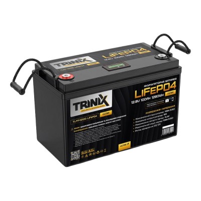 Акумуляторна батарея літій-залізо-фосфатна 12.8В 100А*год Trinix TLFP-12100 Ultra LiFePO4 з Bluetooth (Black)