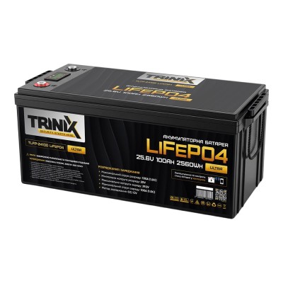 Акумуляторна батарея літій-залізо-фосфатна 25.6В 100А*год Trinix TLFP-24100 Ultra LiFePO4 з Bluetooth (Black)