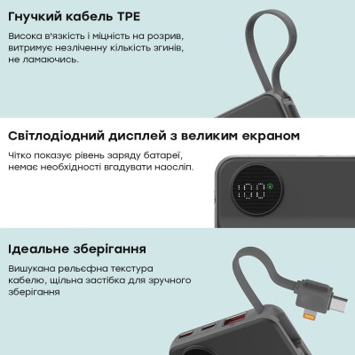 Повербанк 10000mAh Choetech B695 Black QC3.0 PD3.0 бездротова зарядка смартфонів та Apple Watch