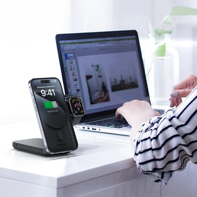 Повербанк з підставкою 10000mAh Choetech B750 Black QC3.0 PD3.0 бездротова зарядка смартфонів та Apple Watch