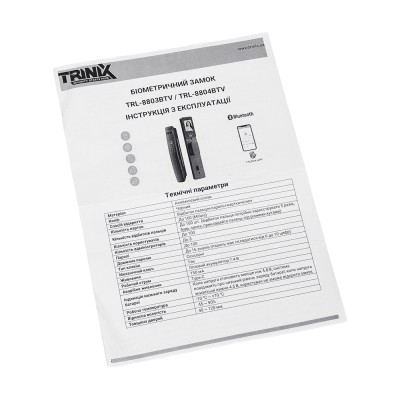 Замок біометричний автономний Trinix TRL-8804BTV Black L/R з Bluetooth та Wi-Fi, розпізнаванням облич, долоней, зчитувачем відбитків пальців і карт Mifare