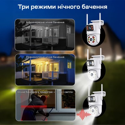IP PTZ-відеокамера з WiFi 3Mp+3Mp Light Vision VLC-9130WI/2C (Tuya) 3.6mm+3.6mm, ІЧ+LED-підсвічування, з мікрофоном