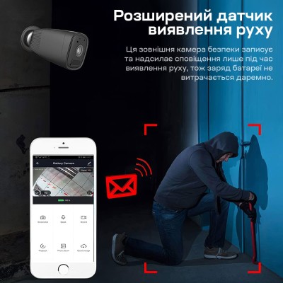 Автономна WiFi IP-відеокамера 2Mp Light Vision VLC-04IB Black з підтримкою Tuya, 3.6mm, на акумуляторних батареях