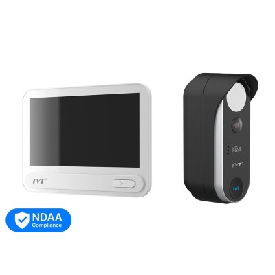 Комплект IP-відеодомофона з WiFi TVT TE-KT6101-001 White: відеодомофон 7" TD-E2137-PE/TP/WF, відеопанель 2Mp TD-E3110-IC/PE/WF, кутовий кронштейн, монтажна коробка з козирком