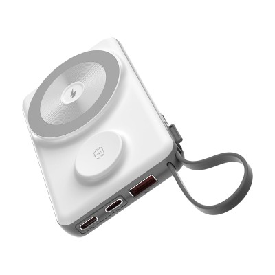 Повербанк 10000mAh Choetech B695 White QC3.0 PD3.0 бездротова зарядка смартфонів та Apple Watch
