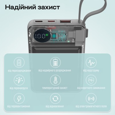 Повербанк 10000mAh Choetech B695 White QC3.0 PD3.0 бездротова зарядка смартфонів та Apple Watch