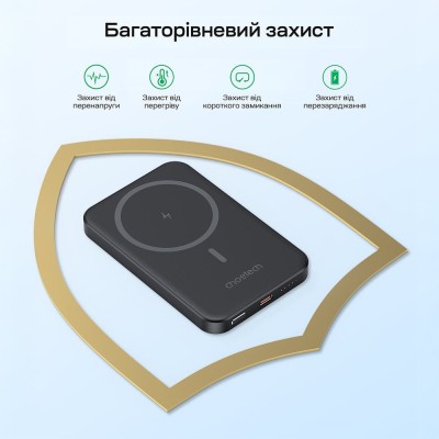 Повербанк 5000mAh Choetech B709 Black PD3.0 беспроводная магнитная зарядка