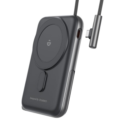 Повербанк 10000mAh Choetech B735 Black QC3.0 PD3.0 бездротова магнітна зарядка, вбудований кабель, підставка