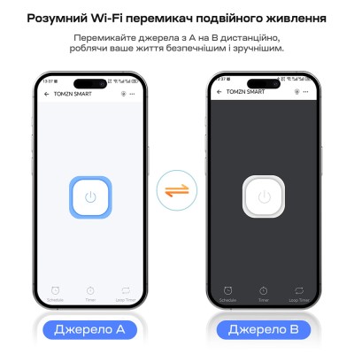 Автоматичний перемикач (АВР) під DIN-рейку з Wi-Fi TOMZN TOQ7e-100/2P 100A 2 полюси