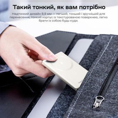 Повербанк 5000mAh Choetech B738 White QC3.0 PD3.0 бездротова магнітна зарядка
