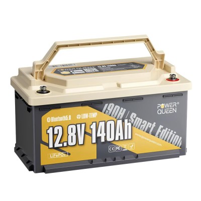 Акумуляторна батарея літій-залізо-фосфатна з Bluetooth 12.8В 140А*год LiFePO4 Power Queen H190 P12V140-150-RV190-BT-4-AC150