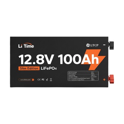 Акумуляторна батарея літій-залізо-фосфатна 12.8В 100А*год LiFePO4 LiTime Slim 12V100-100-SLIM-LTCP-4-SE100 ультратонка