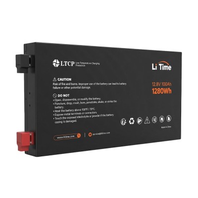 Акумуляторна батарея літій-залізо-фосфатна 12.8В 100А*год LiFePO4 LiTime Slim 12V100-100-SLIM-LTCP-4-SE100 ультратонка