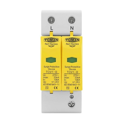 Обмежувач напруги TOMZN TOV1-20/2P 275V AC 10-20kA під DIN-рейку 2 полюси