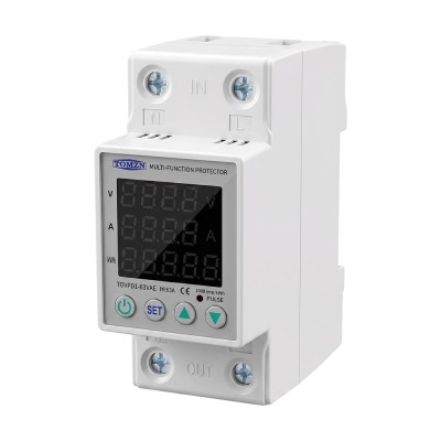 Реле напруги та струму на DIN-рейку TOMZN TOVPD1-63VAE colorful 63A, моніторинг енергоспоживання