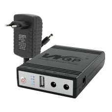 Комплект Mini UPS з блоком живлення: джерело безперебійного живлення Mini UPS WGP UPS1032 Black 10400mAh 5V/9V/12V, Li-ion 4*2.6Ah, для роутера і оптичного термінала та блок живлення SPF-1202B 12V/2A (24W)