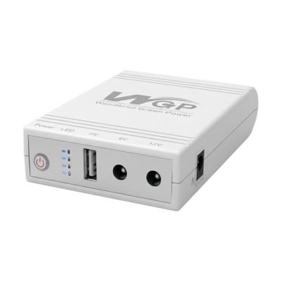 Комплект Mini UPS з блоком живлення: джерело безперебійного живлення Mini UPS WGP UPS103A White 10400mAh 5V/9V/12V, Li-ion 4*2.6Ah, для роутера і оптичного термінала та блок живлення SPF-1202B 12V/2A (24W)