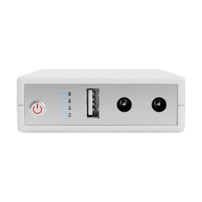 Комплект Mini UPS з блоком живлення: джерело безперебійного живлення Mini UPS WGP UPS103A White 10400mAh 5V/9V/12V, Li-ion 4*2.6Ah, для роутера і оптичного термінала та блок живлення SPF-1202B 12V/2A (24W)