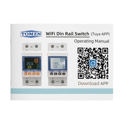Розумний автоматичний вимикач з Wi-Fi (Tuya) TOMZN TOVA-63T 63A colorful display з моніторингом енергоспоживання, захисним реле напруги та захистом від витоку струму