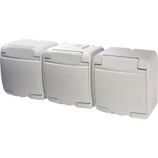 Розетка 3-на з з/к Schuko RHE-3s (біла/біла кришка, IP54) Hermetics ETI 4668023