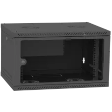 Шафа телекомунікаційна двері скло (чорна) IPCOM 6U 600x450
