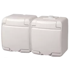 Розетка 2-на з з/к Schuko RHE-2s(біла/біла кришка, IP54) ETI Hermetics 4668019