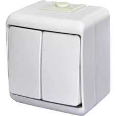 Вимикач 2-клавішний накладний, білий, IP 54 ETI Hermetics 4668001