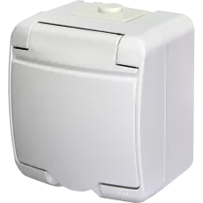 Розетка 1-на з з/к Schuko RHE-1s (біла/біла кришка, IP54) ETI 4668015 Hermetics