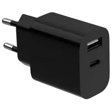 Мережевий зарядний пристрій Gembird TA-UC-2AC12-01-BK (USB Type A + USB Type C)