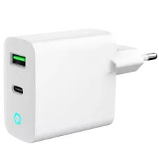 Мережевий зарядний пристрій Gembird TA-UC-PDQC20L-W-01 1 USB-A + 1 Type-C (PD20Вт + QC3.0 18Вт)
