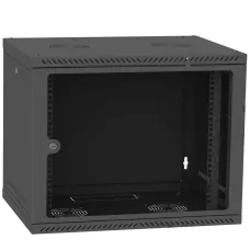 Шафа телекомунікаційна двері скло (чорна) IPCOM 9U 600x450