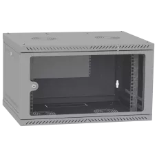 Шафа телекомунікаційна двері скло (сіра) IPCOM 6U 600x600