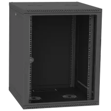 Шафа телекомунікаційна двері скло (чорна) IPCOM 15U 600x600