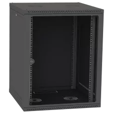 Шафа телекомунікаційна двері скло (чорна) IPCOM СН-18U 600х600