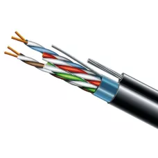 Кабель вита пара ЗЗКМ (FTP мідь вуличний із тросом) Cat. 5e F/UTP PE 4х2х24 AWG + S. M. трос (к)(72113) бухта 500м.